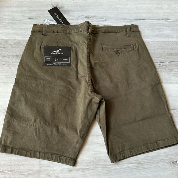 HAWKSBAY CHINO SHORTS Greenish Brown SIZE 34 NWT in packaging - Picture 4 of 5